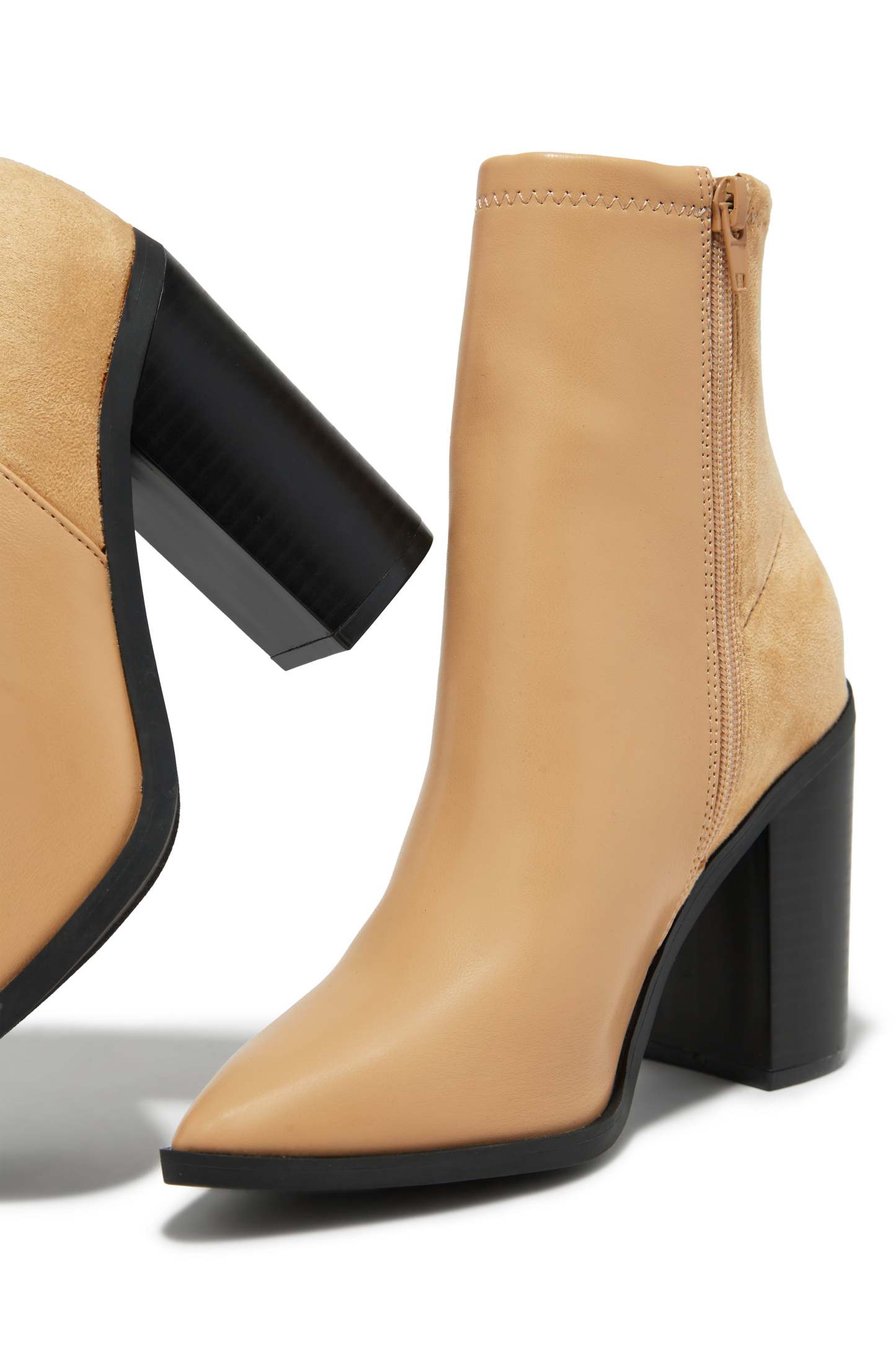 Triumph Block Heel Ankle Boots - Nude-Laseno.All Rights Reserved.