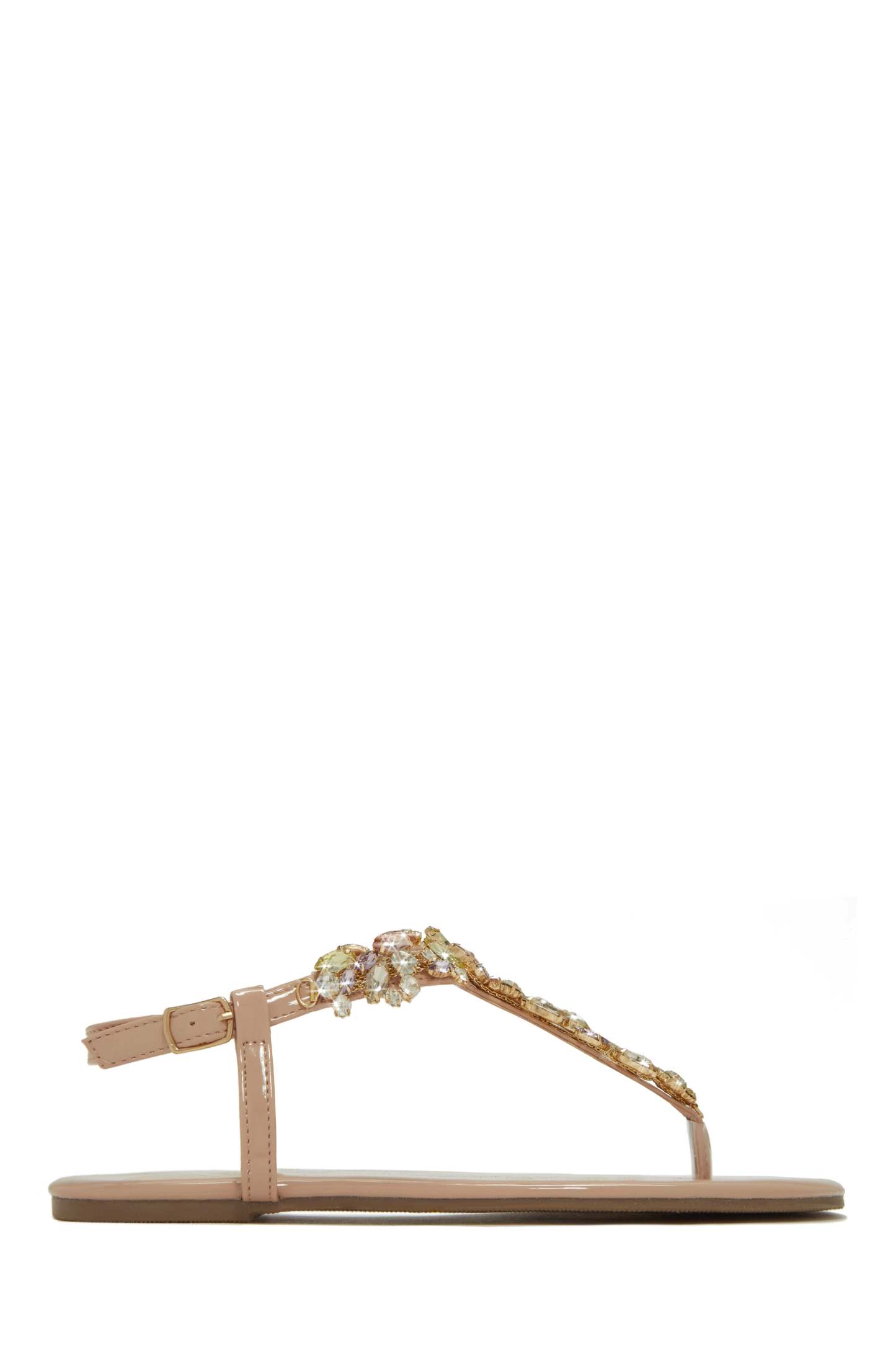 Santorini Beaches Embellished Sandals - Nude-Laseno.All Rights Reserved.