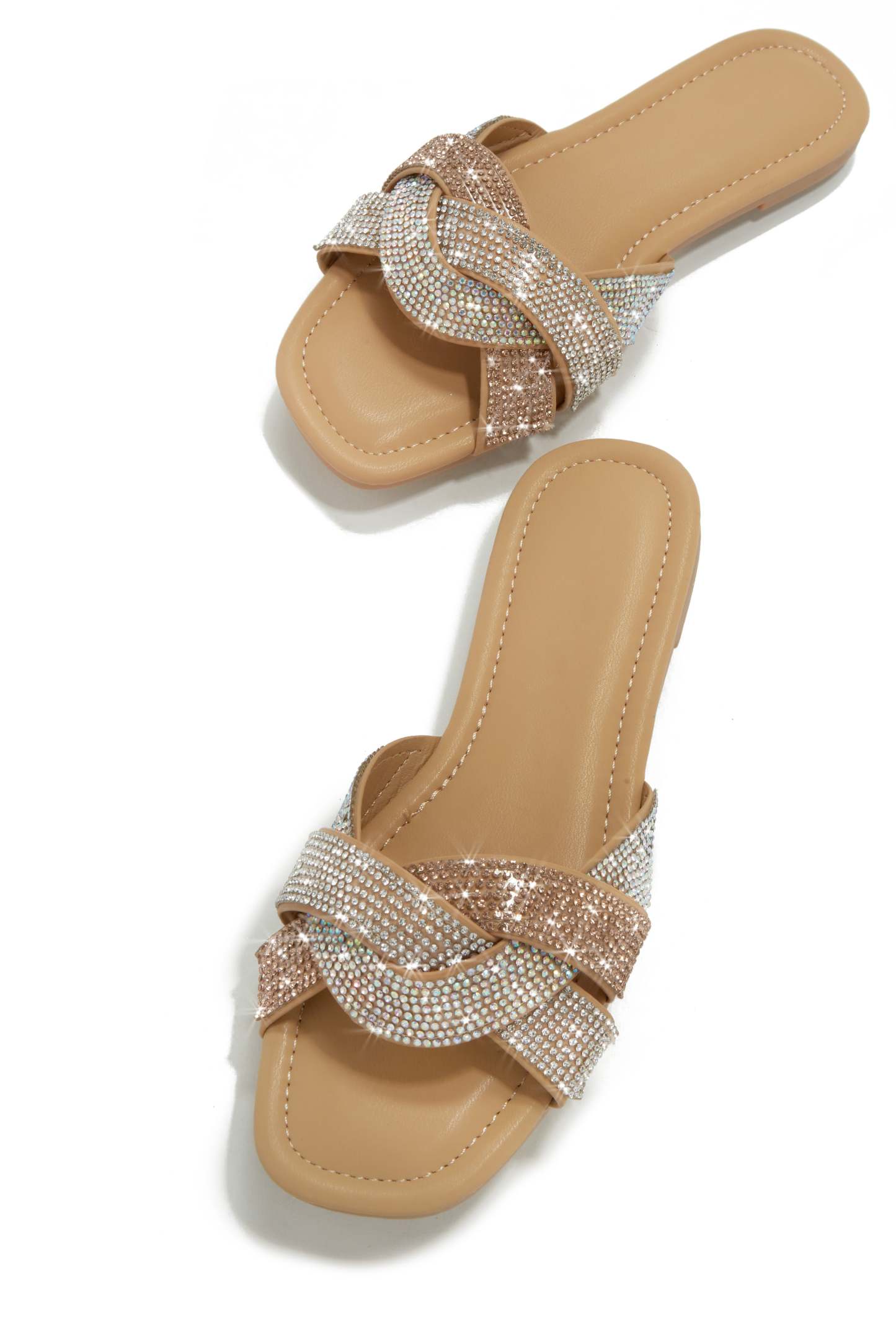 Slip Into Paradise Embellished Slip On Sandals - Nude-Laseno.All Rights Reserved.