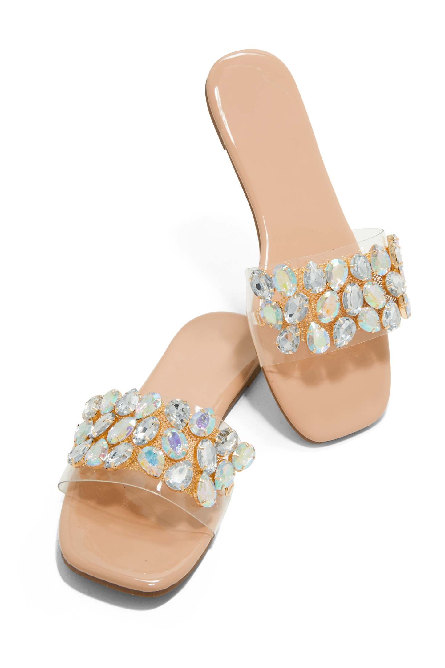 Paradise On Earth Embellished Slip On Sandals - Black-Laseno.All Rights Reserved.