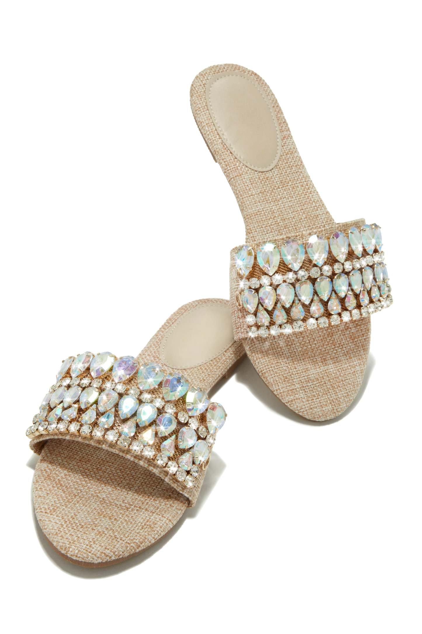 Isla Bonita Embellished Slip On Sandals - Denim-Laseno.All Rights Reserved.