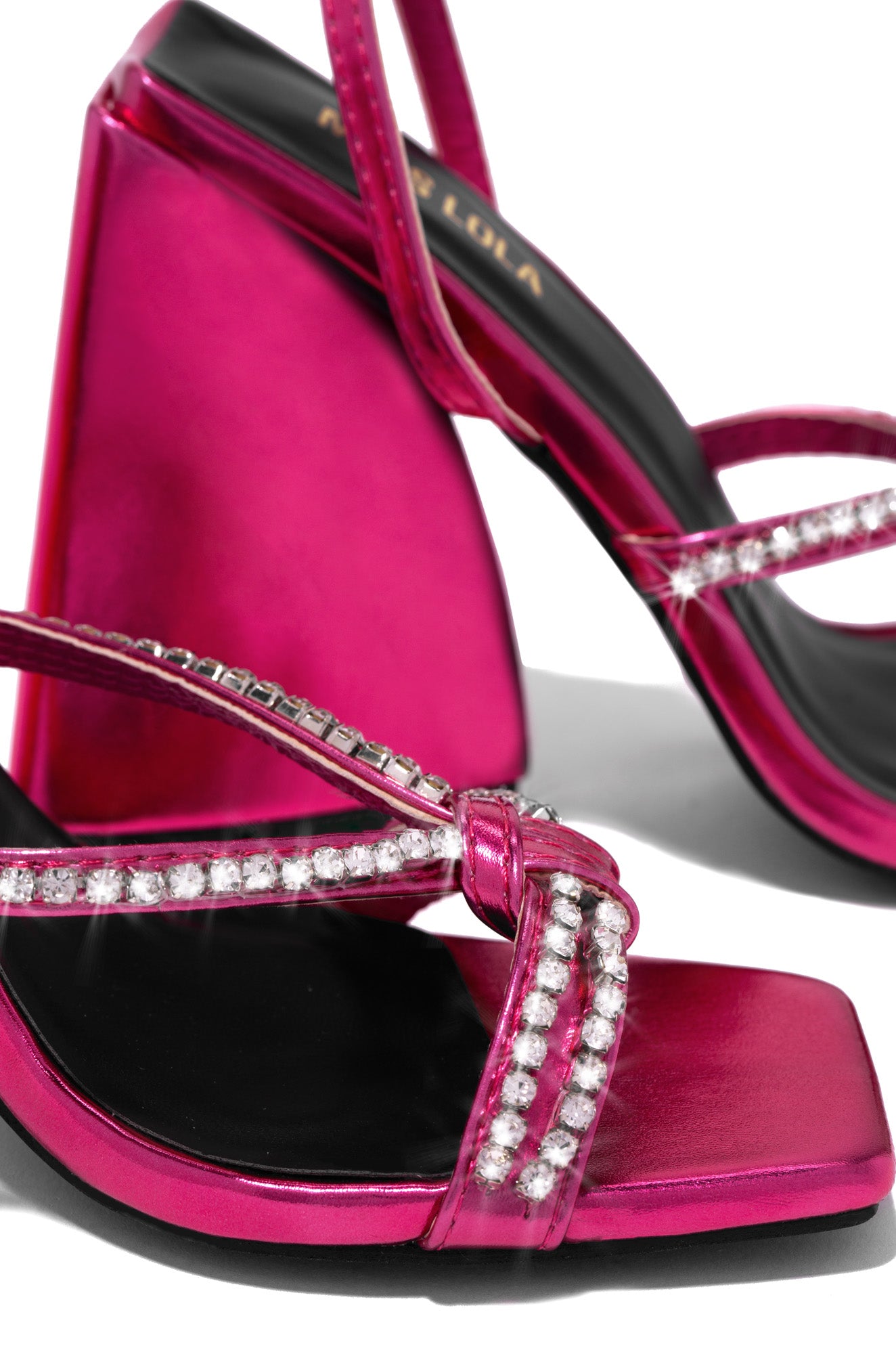 Valerya Embellished Triangle Block Heels - Pink-Laseno.All Rights Reserved.