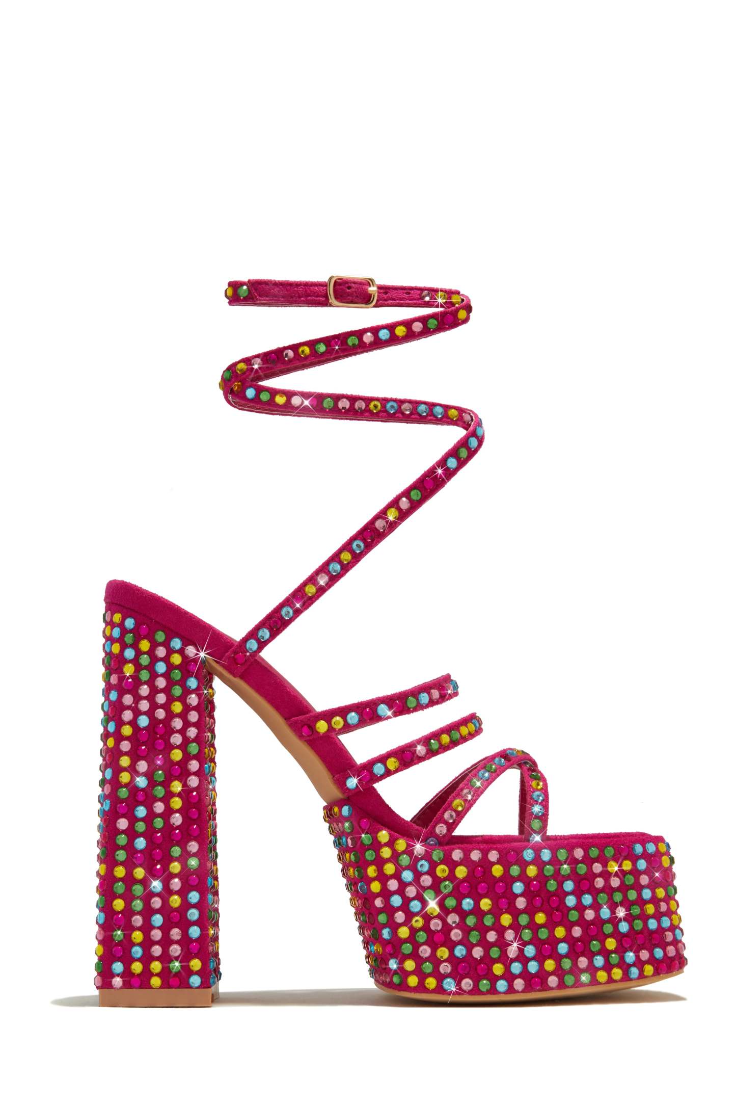 Rendezvous Embellished Platform Block Heels - Black-Laseno.All Rights Reserved.