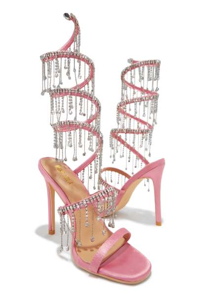 Mariah Embellished Around The Ankle Coil Heels - Pink-Laseno.All Rights Reserved.
