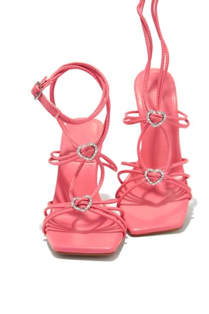 Lovestruck Embellished Strappy High Heels - Pink-Laseno.All Rights Reserved.