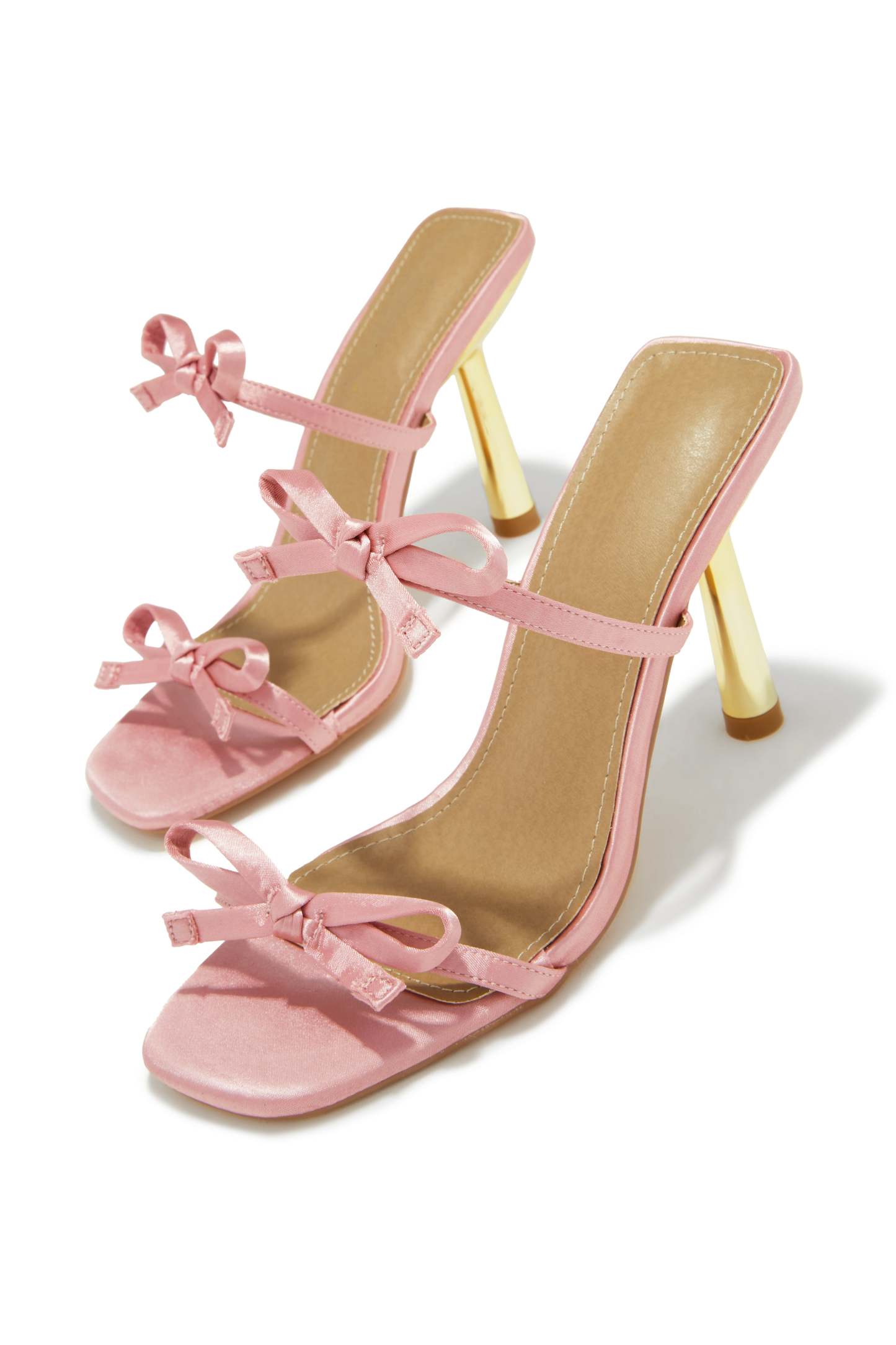 Simple Affair Bow Heel Mules - Pink-Laseno.All Rights Reserved.