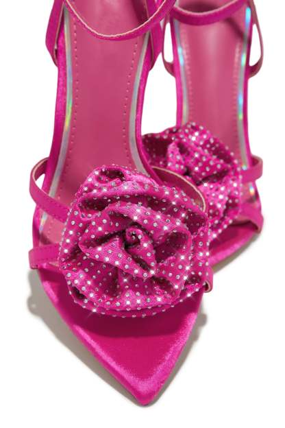 Rose Embellished Rose High Heels - Pink-Laseno.All Rights Reserved.