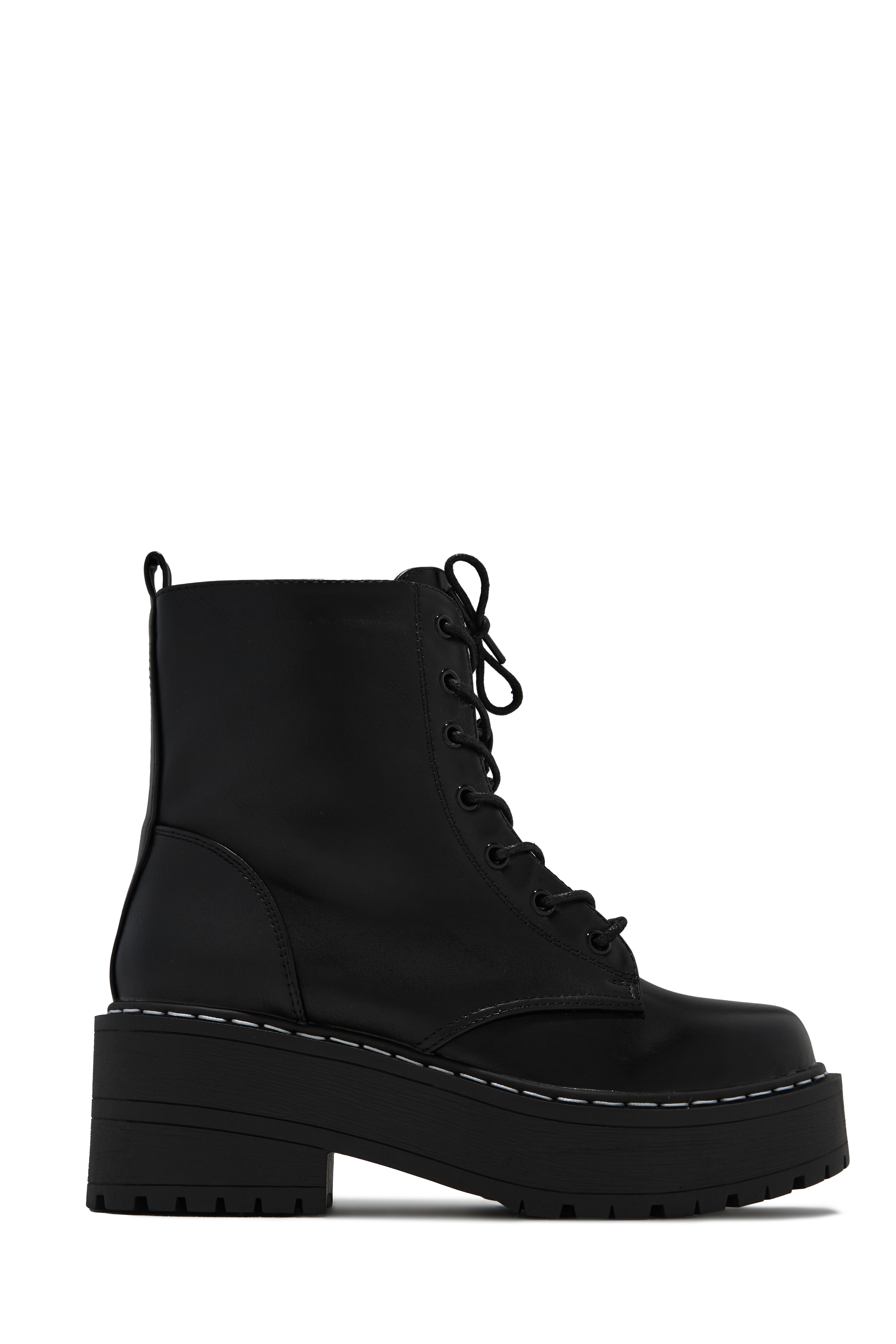 Remi Lace Up Combat Boots - Black-Laseno.All Rights Reserved.
