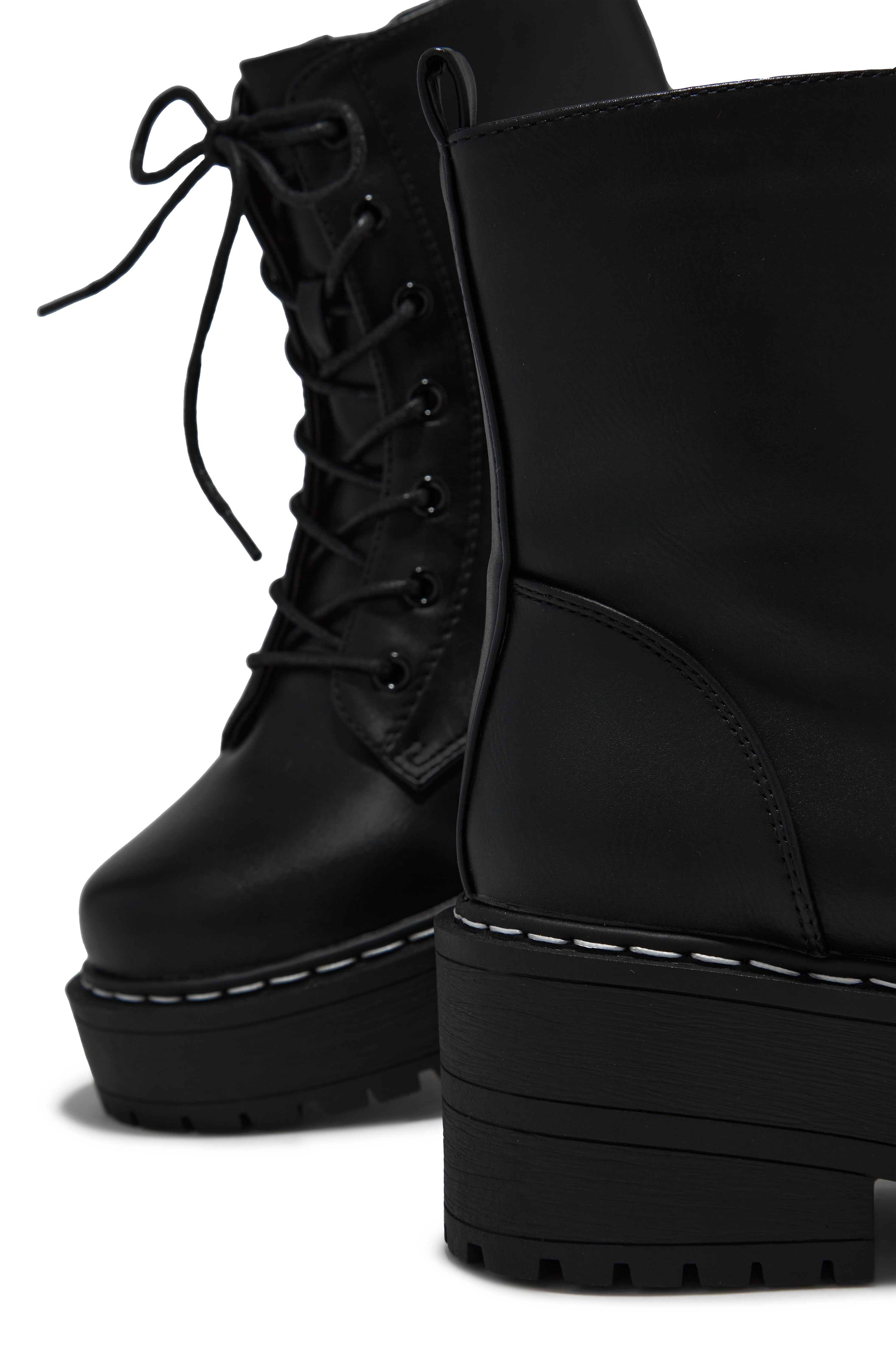Remi Lace Up Combat Boots - Black-Laseno.All Rights Reserved.