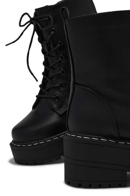Remi Lace Up Combat Boots - Black-Laseno.All Rights Reserved.
