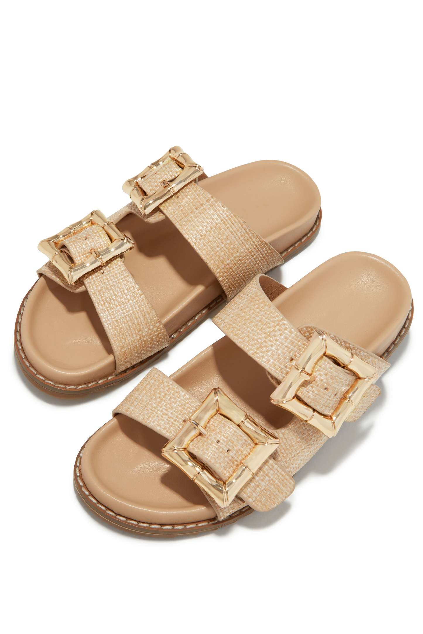 Neylana Chunky Slip On Sandals - Natural-Laseno.All Rights Reserved.
