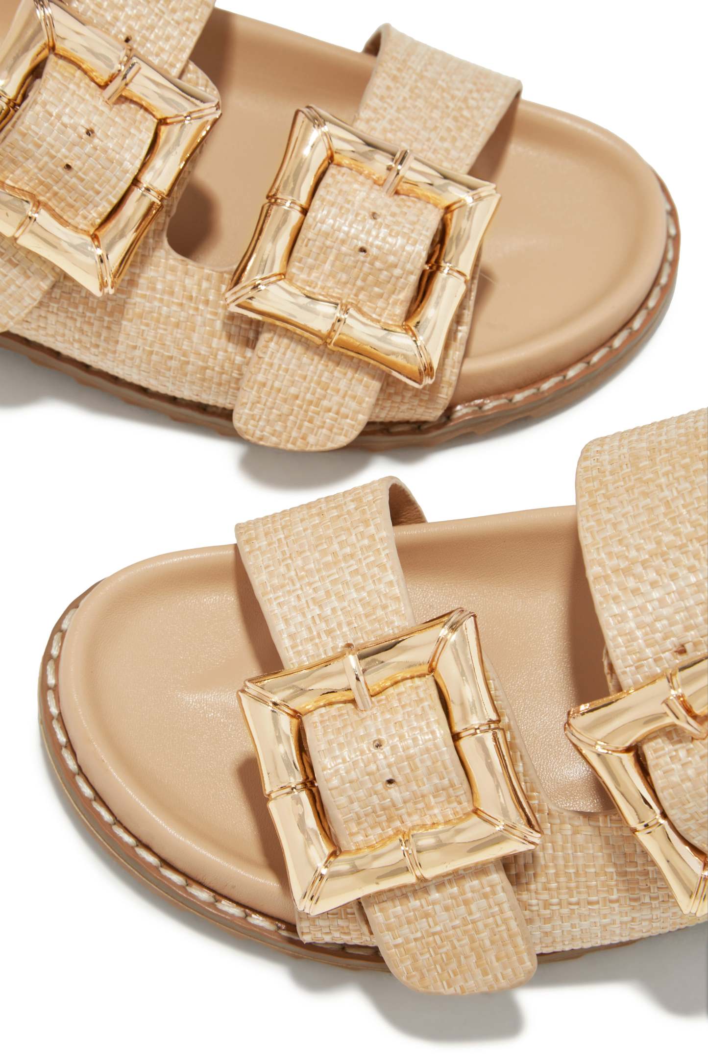 Neylana Chunky Slip On Sandals - Natural-Laseno.All Rights Reserved.