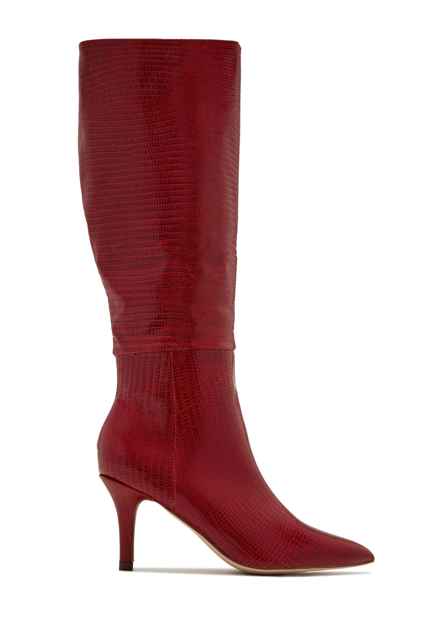 Sarai Knee High Heel Boots - Cherry-Laseno.All Rights Reserved.