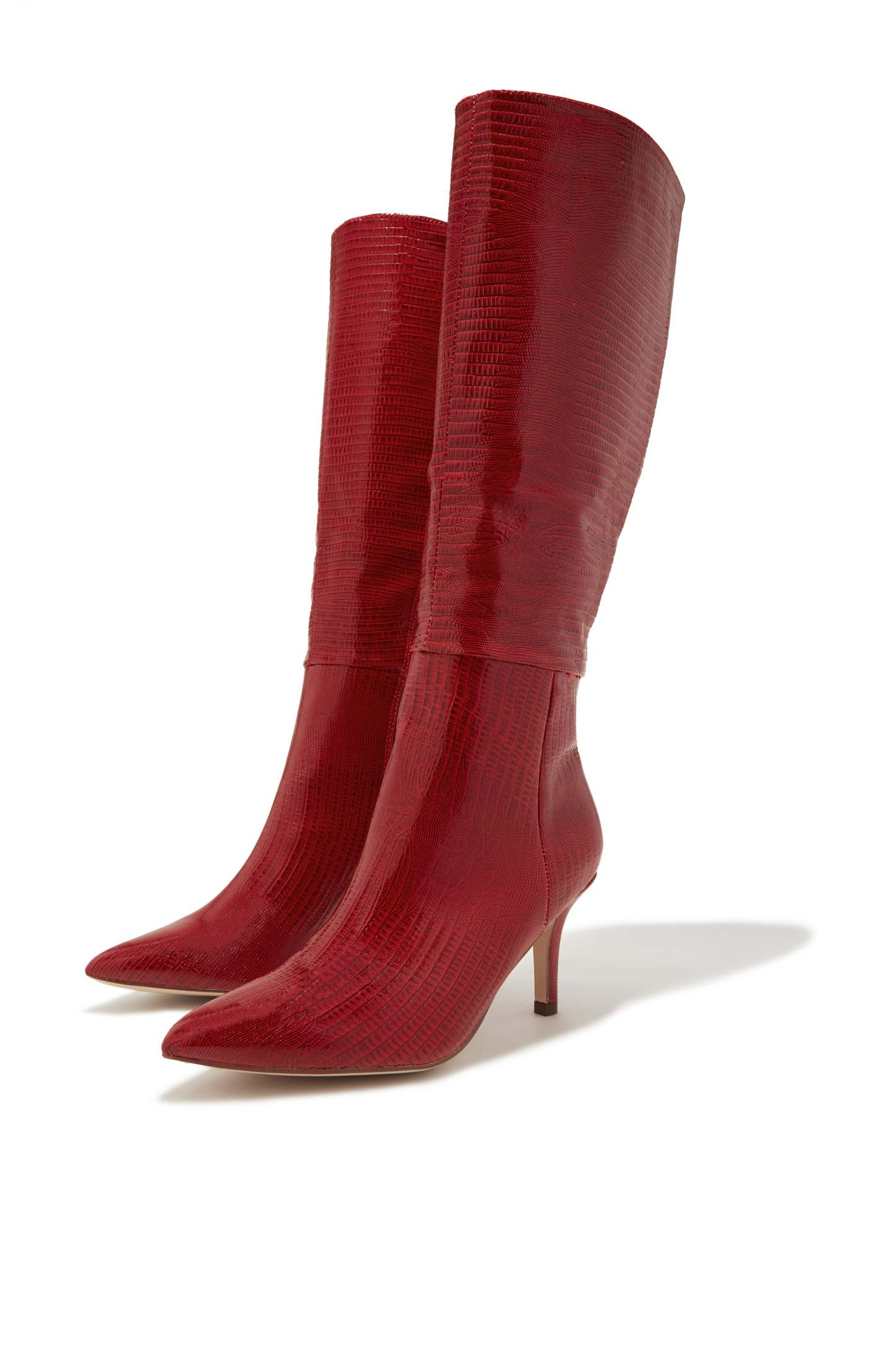 Sarai Knee High Heel Boots - Cherry-Laseno.All Rights Reserved.