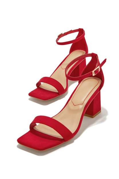 Tamia Block Mid Heels - Red-Laseno.All Rights Reserved.