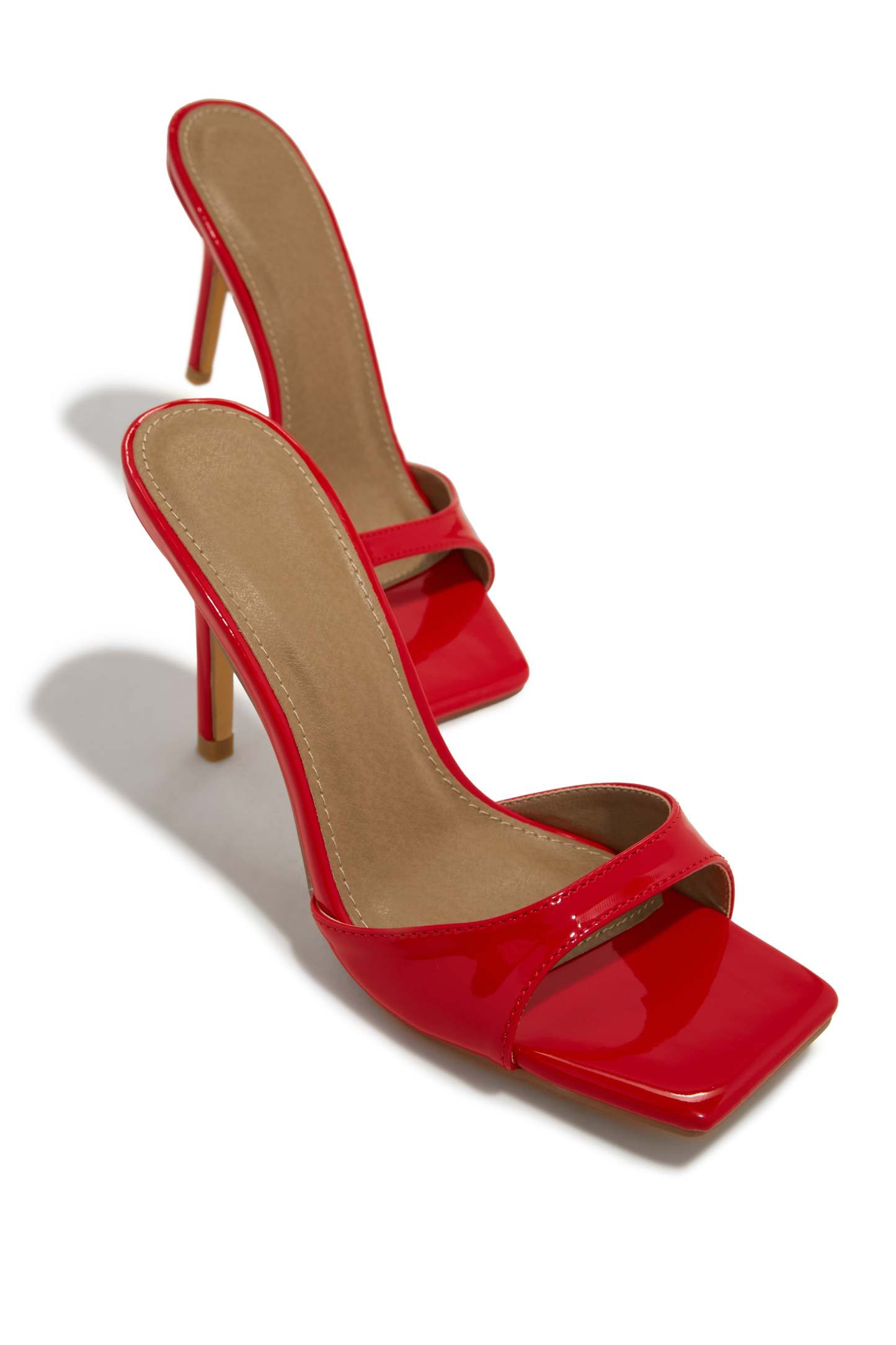 Nellie Mid Heel Mules - Red-Laseno.All Rights Reserved.