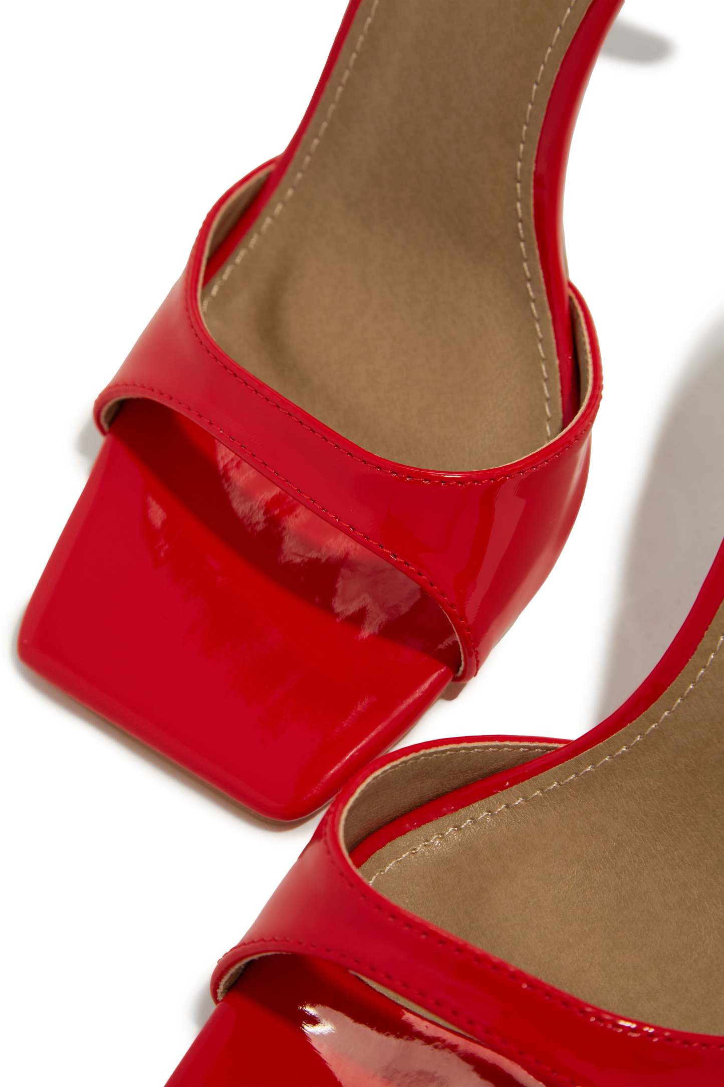 Nellie Mid Heel Mules - Red-Laseno.All Rights Reserved.