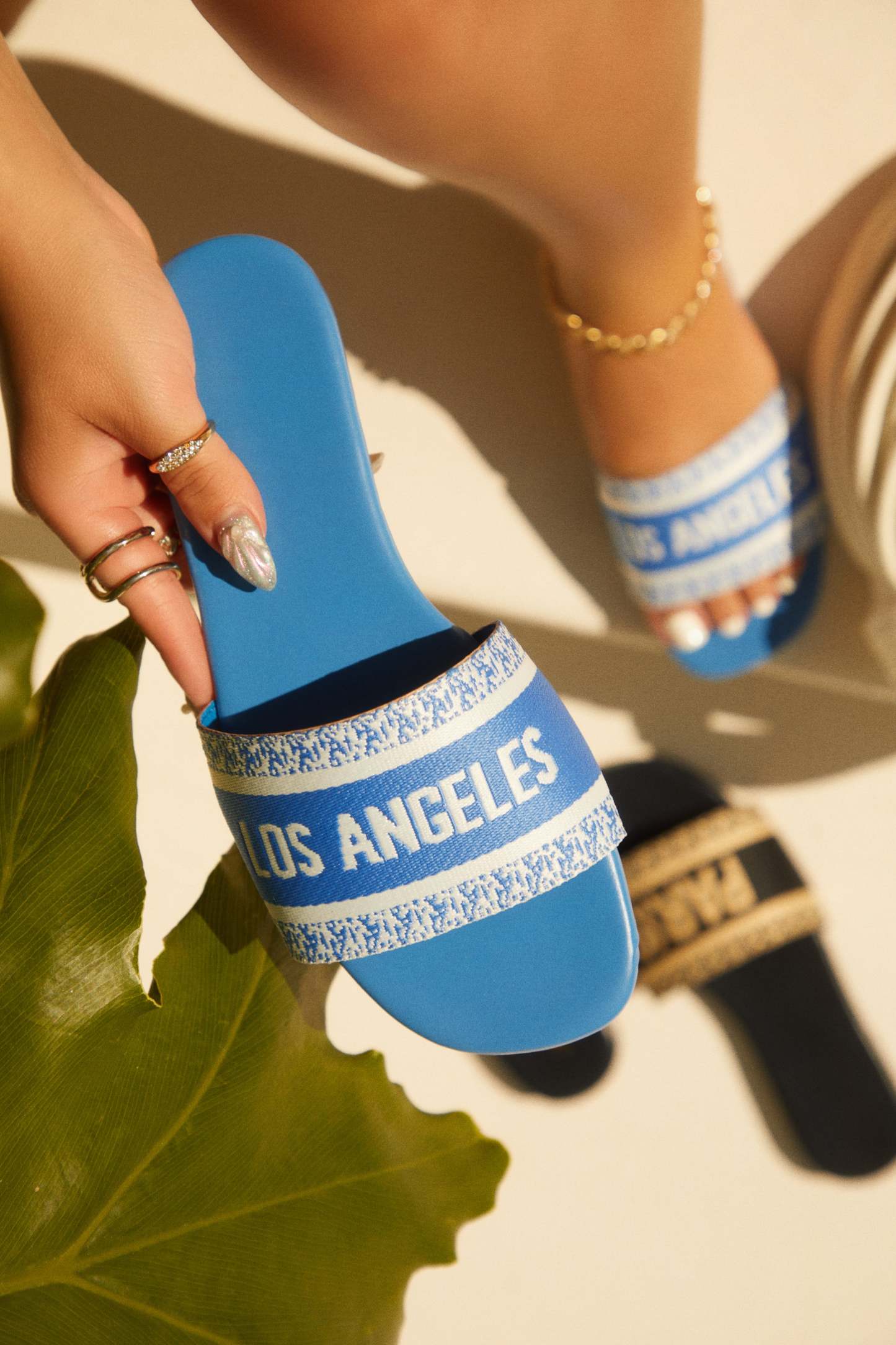 Resort Vacay Slip On Sandals - Blue-Laseno.All Rights Reserved.