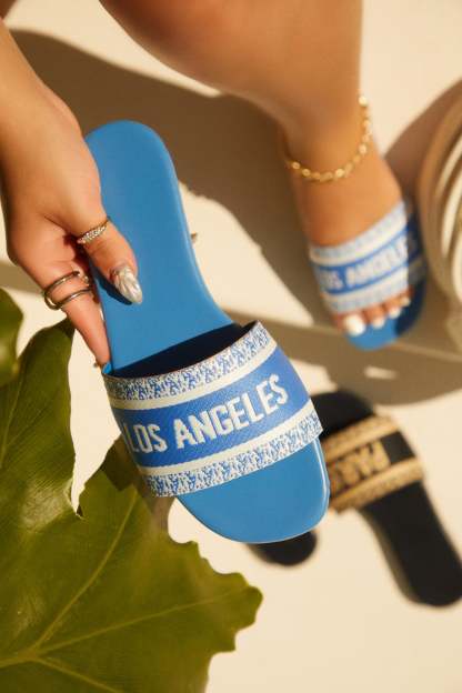 Resort Vacay Slip On Sandals - Blue-Laseno.All Rights Reserved.