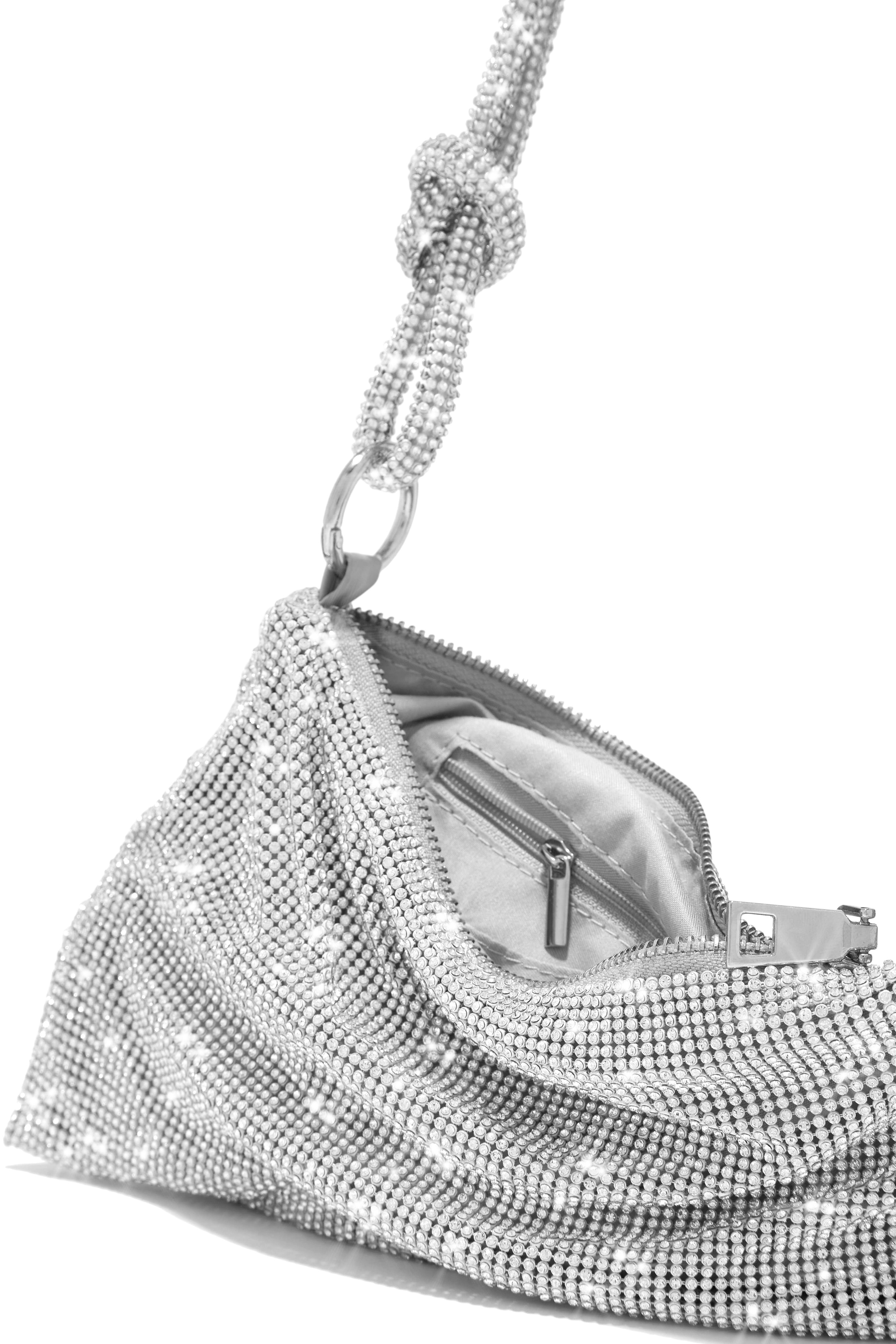 Ziana Embellished Shoulder Bag - Silver-Laseno.All Rights Reserved.