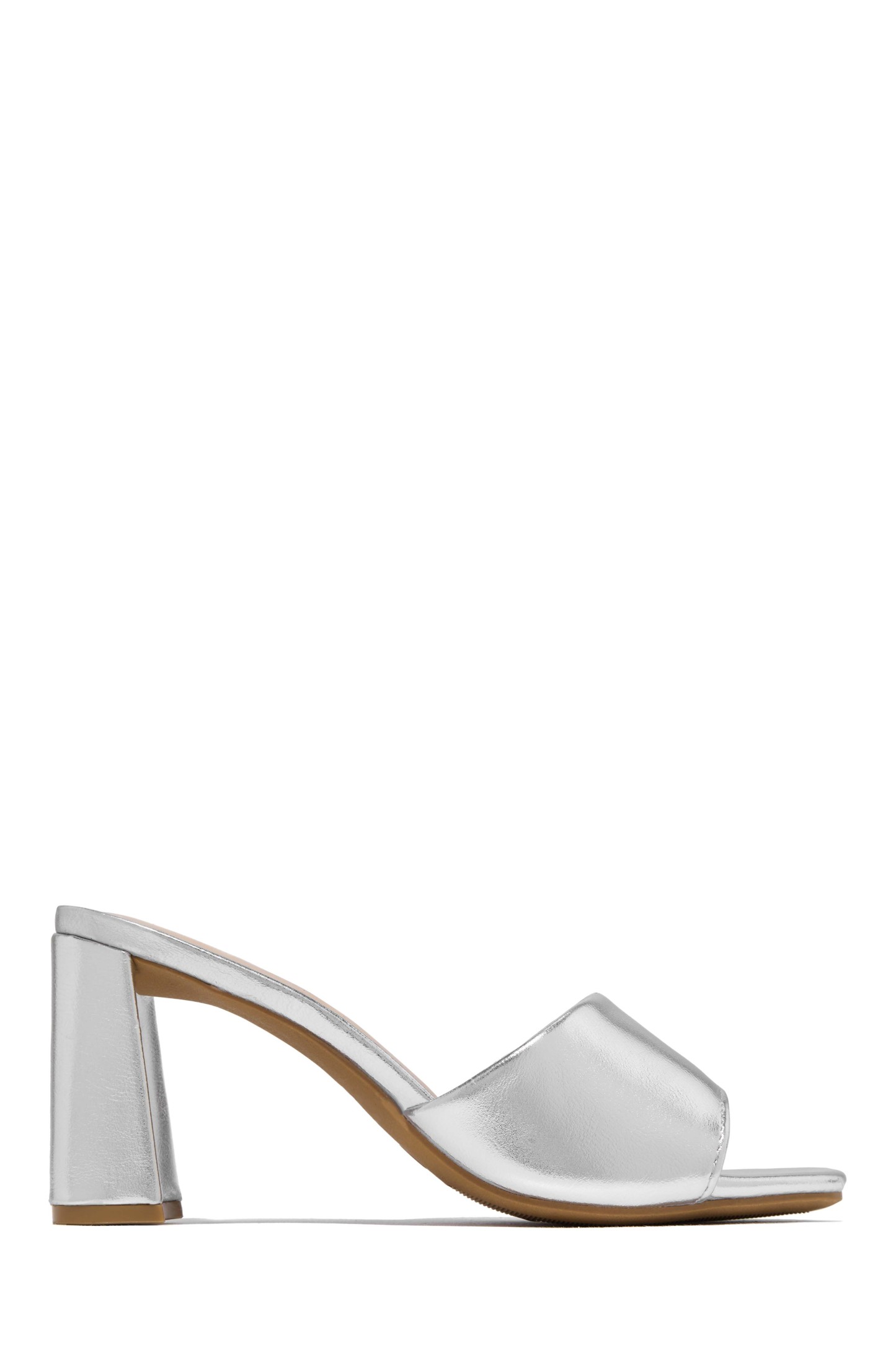 Sylva Block Heel Mules - Silver-Laseno.All Rights Reserved.