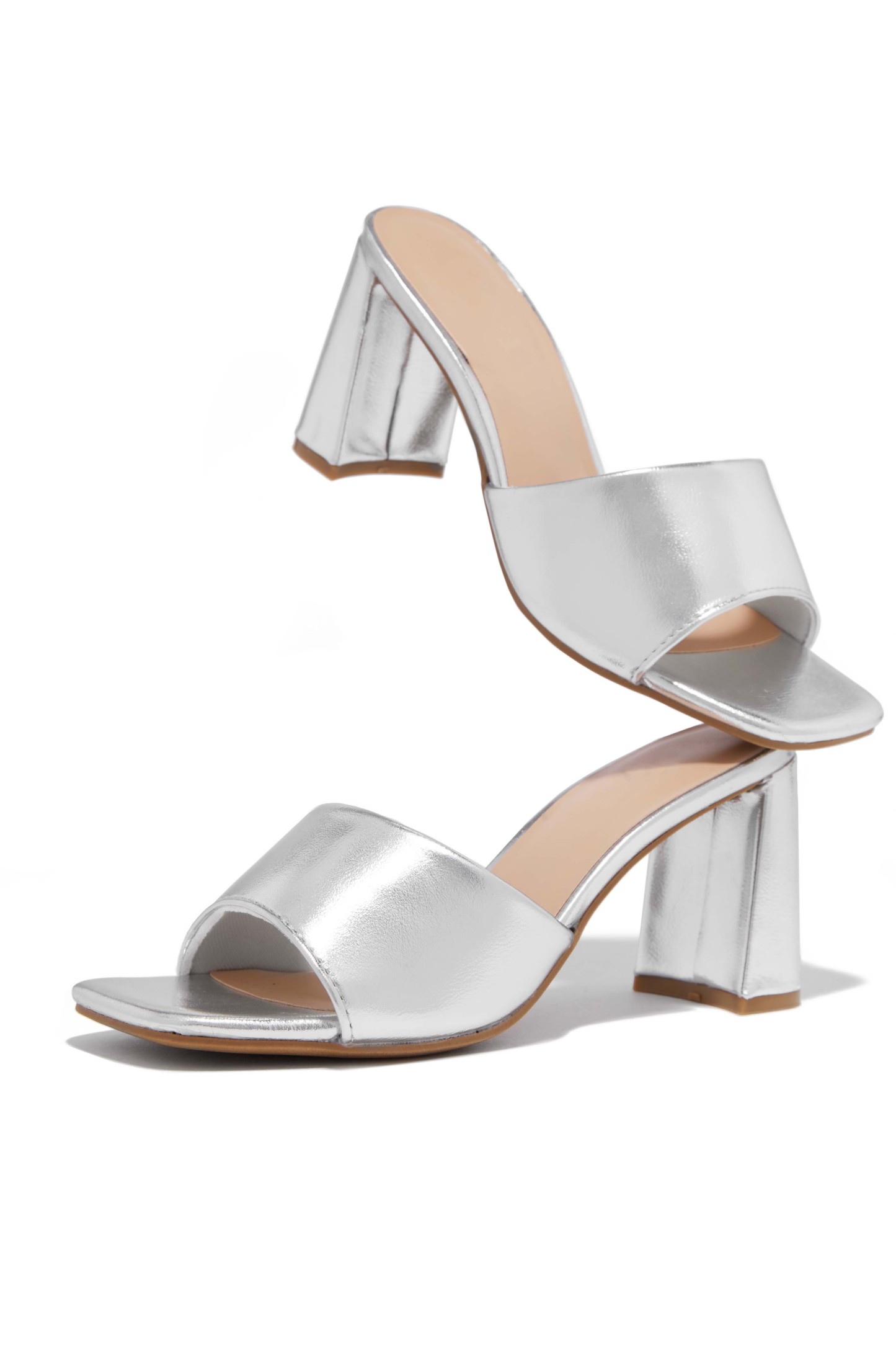 Sylva Block Heel Mules - Silver-Laseno.All Rights Reserved.