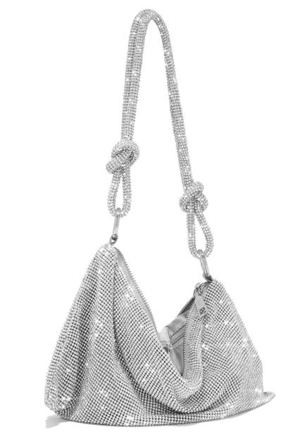 Ziana Embellished Shoulder Bag - Silver-Laseno.All Rights Reserved.