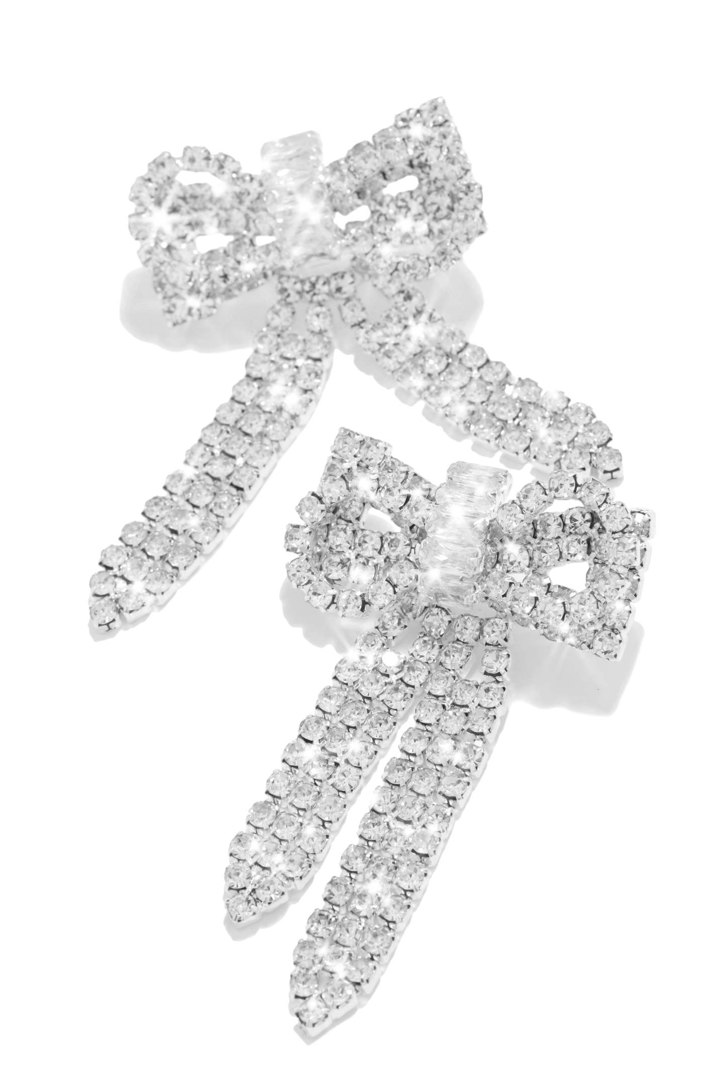Picture Perfect Embellished Bow Tie Earring - Silver-Laseno.All Rights Reserved.