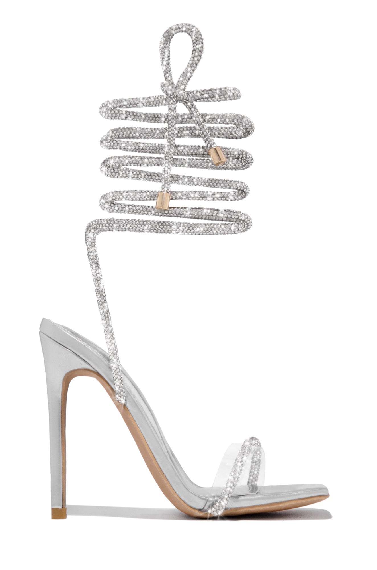 Sofia Embellished Lace Up Heels - Silver-Laseno.All Rights Reserved.
