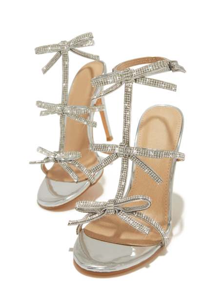 Party Season Embellished High Heels - Silver-Laseno.All Rights Reserved.