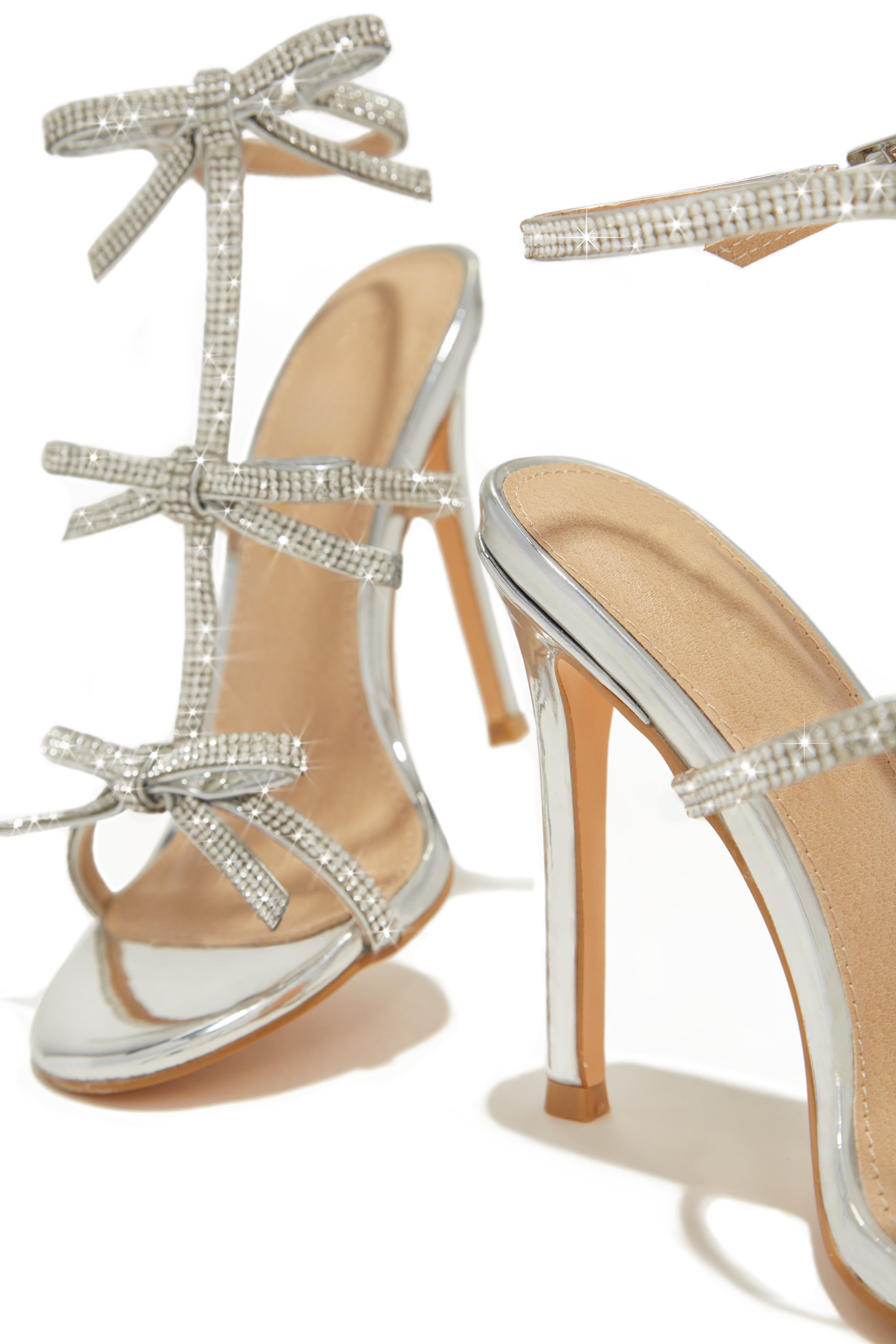 Party Season Embellished High Heels - Silver-Laseno.All Rights Reserved.
