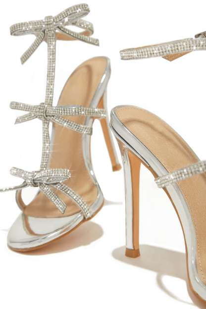 Party Season Embellished High Heels - Silver-Laseno.All Rights Reserved.