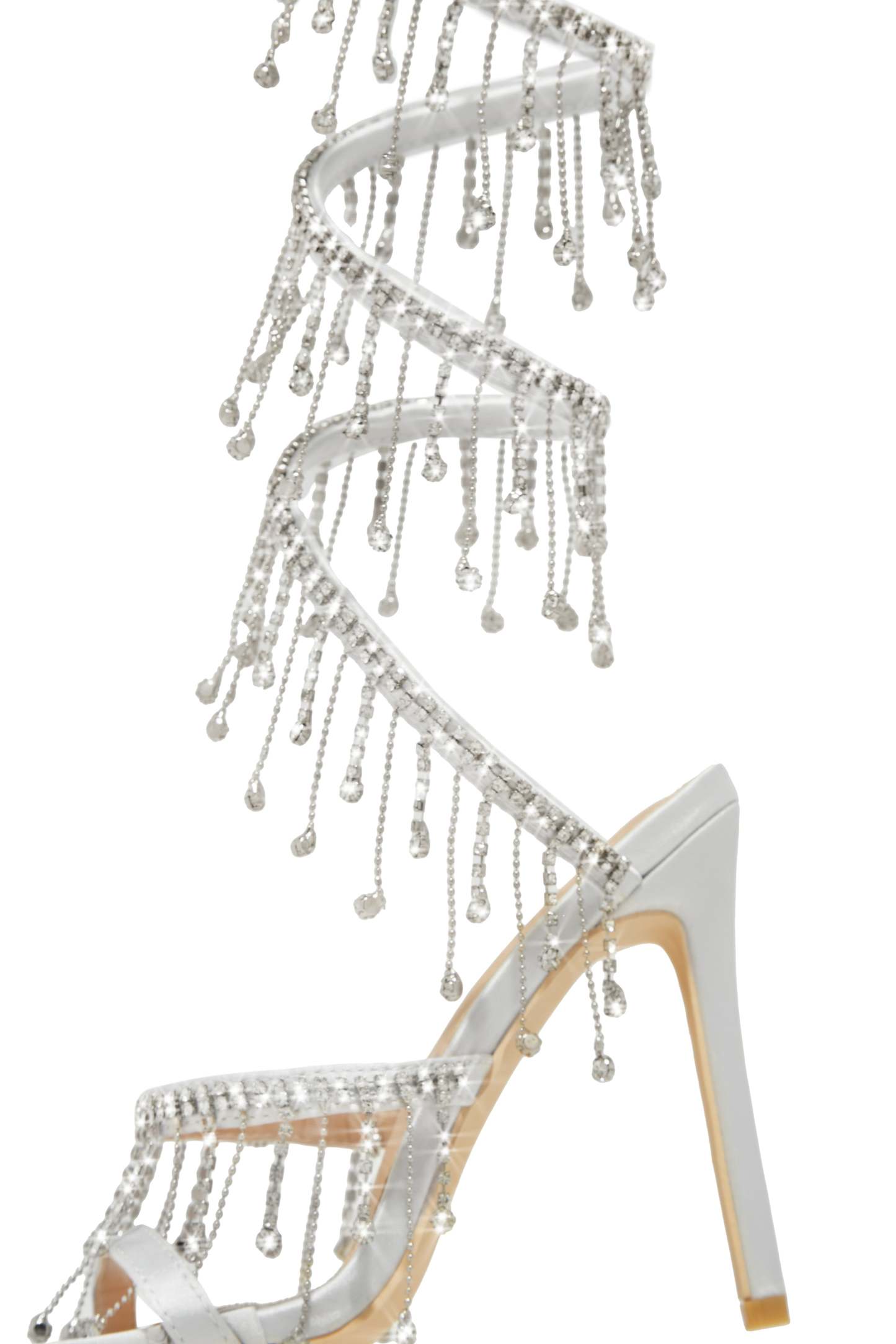 Mariah Embellished Around The Ankle Coil Heels - Silver-Laseno.All Rights Reserved.