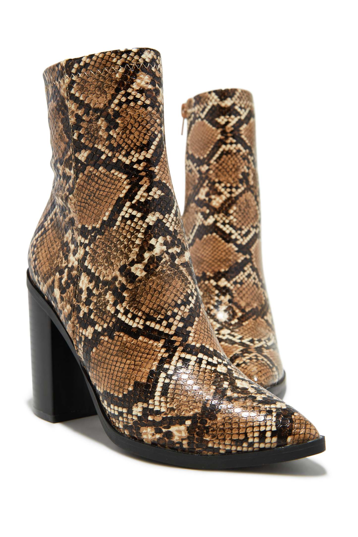 Triumph Block Heel Ankle Boots - Snake-Laseno.All Rights Reserved.