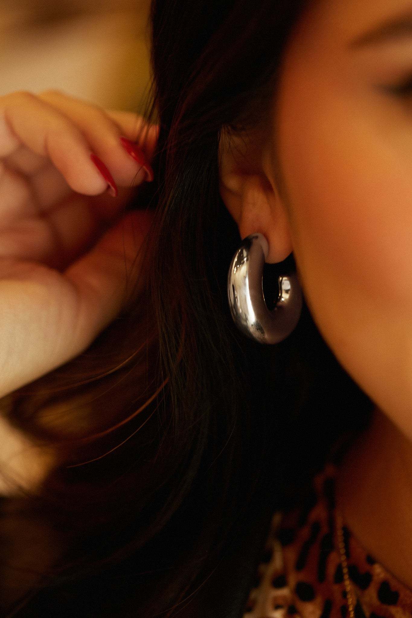 Tamia Abstract Hoop Earring - Silver-Laseno.All Rights Reserved.