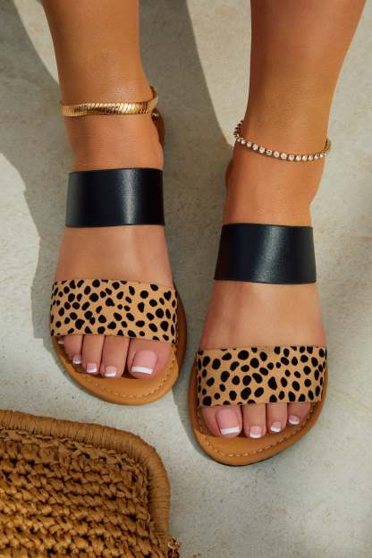 Spring Breaker Flat Slip On Sandals - Leopard-Laseno.All Rights Reserved.