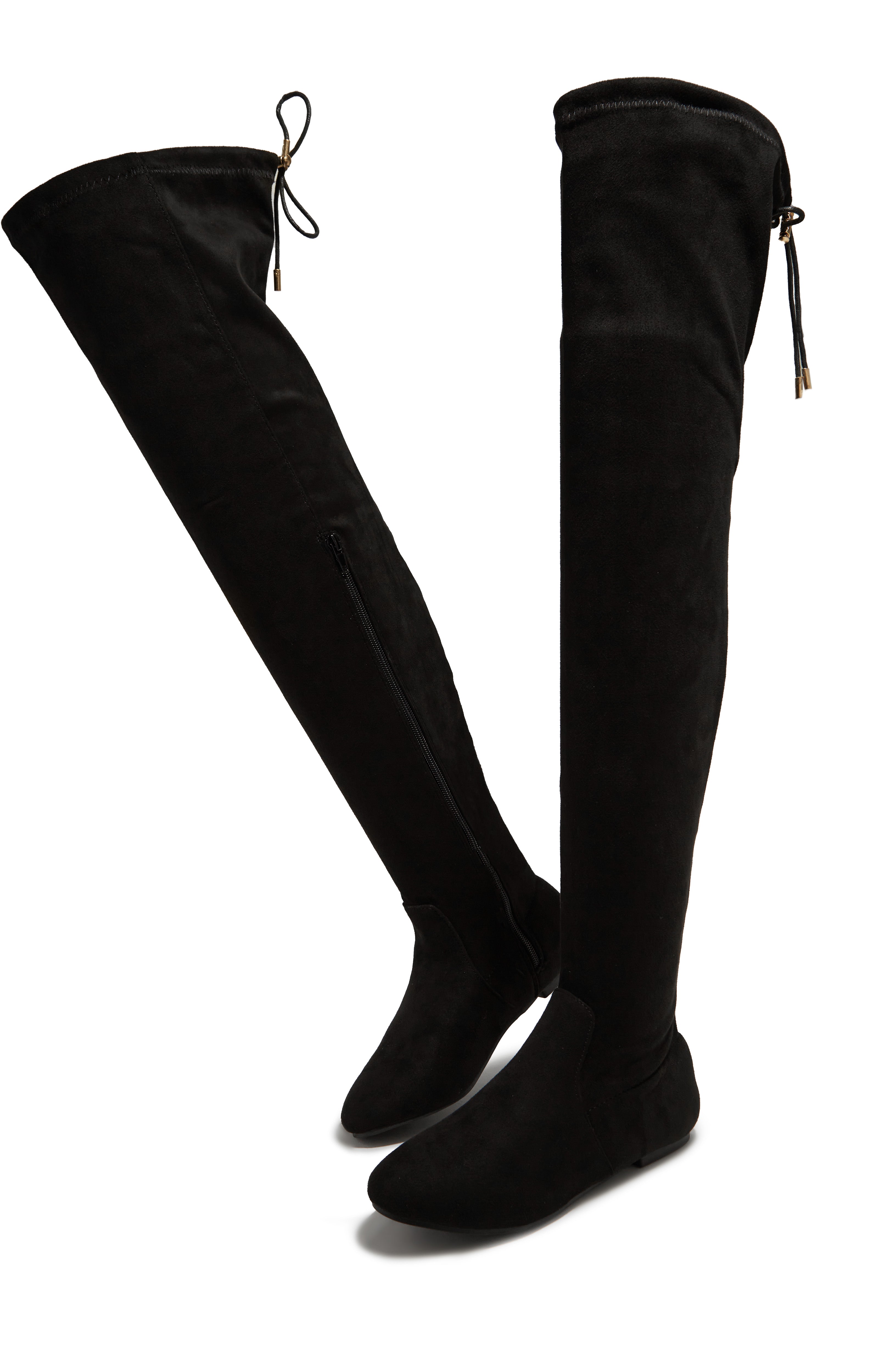 Strut & Slay Over The Knee Boots - Black-Laseno.All Rights Reserved.