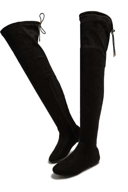 Strut & Slay Over The Knee Boots - Black-Laseno.All Rights Reserved.