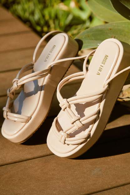 Sun Soaked Platform Sandals - Cream-Laseno.All Rights Reserved.