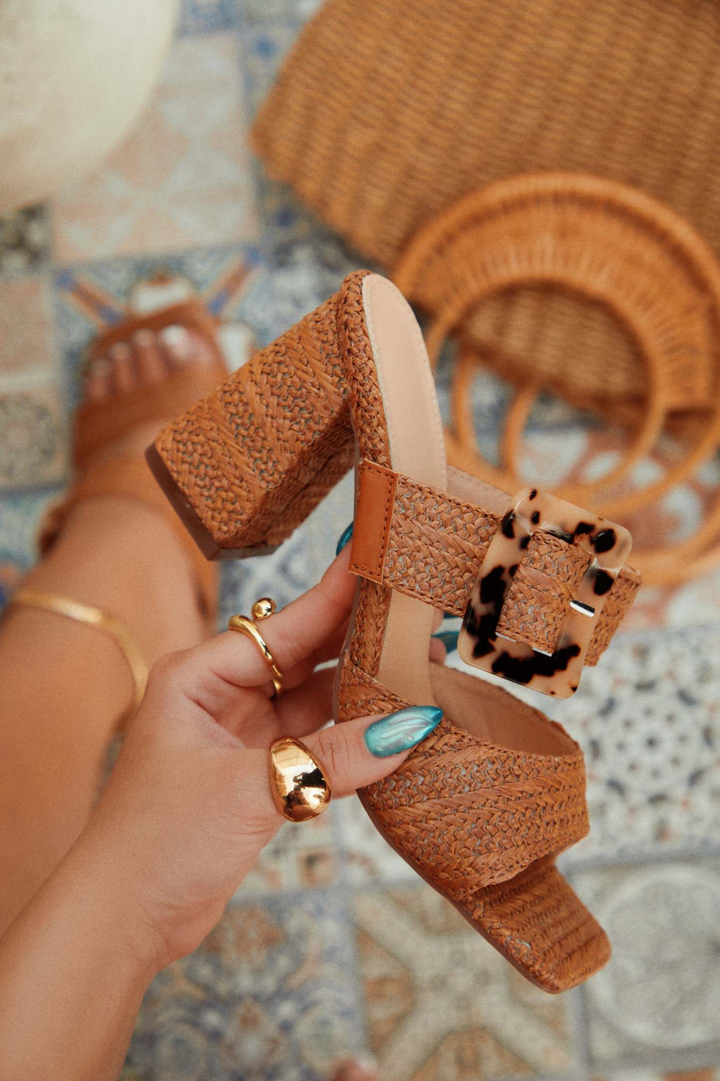 Naya Block Heel Mules - Tan-Laseno.All Rights Reserved.
