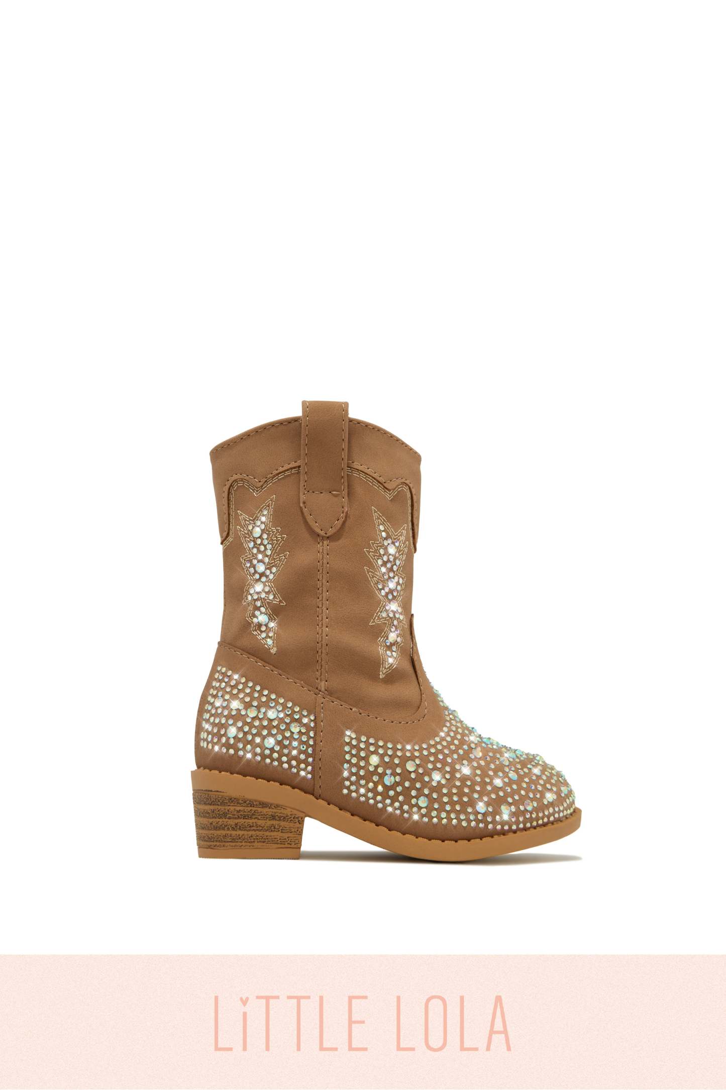Mini Frankie Embellished Cowgirl Boots - Tan-Laseno.All Rights Reserved.