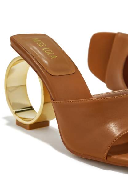 Naomi Sphere Heel Mules - Tan-Laseno.All Rights Reserved.