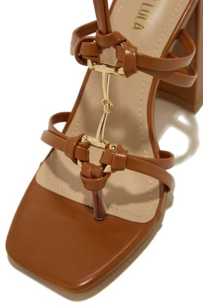 Stepping Out Lace Up Block Heels - Tan-Laseno.All Rights Reserved.