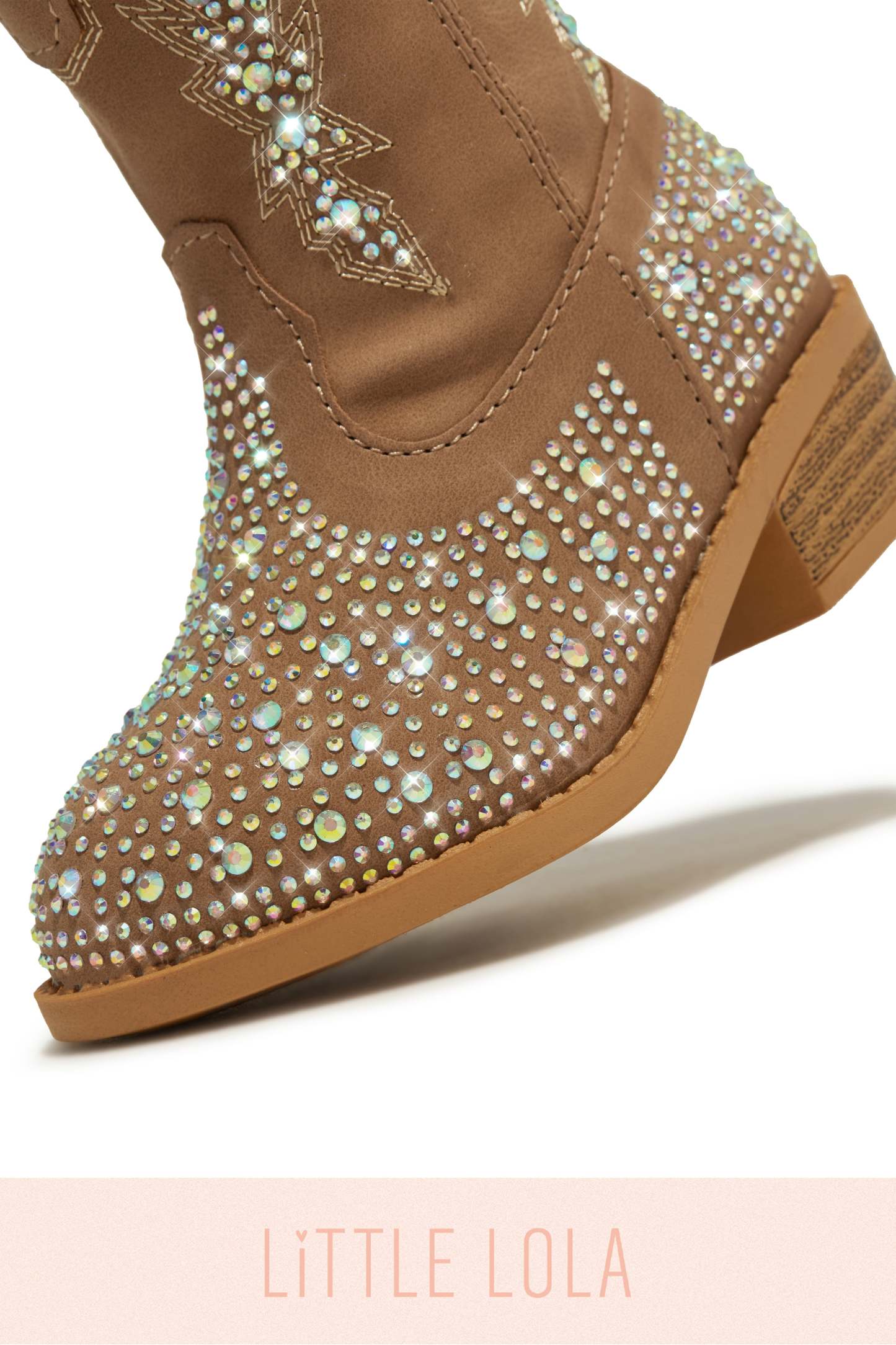 Mini Frankie Embellished Cowgirl Boots - Tan-Laseno.All Rights Reserved.