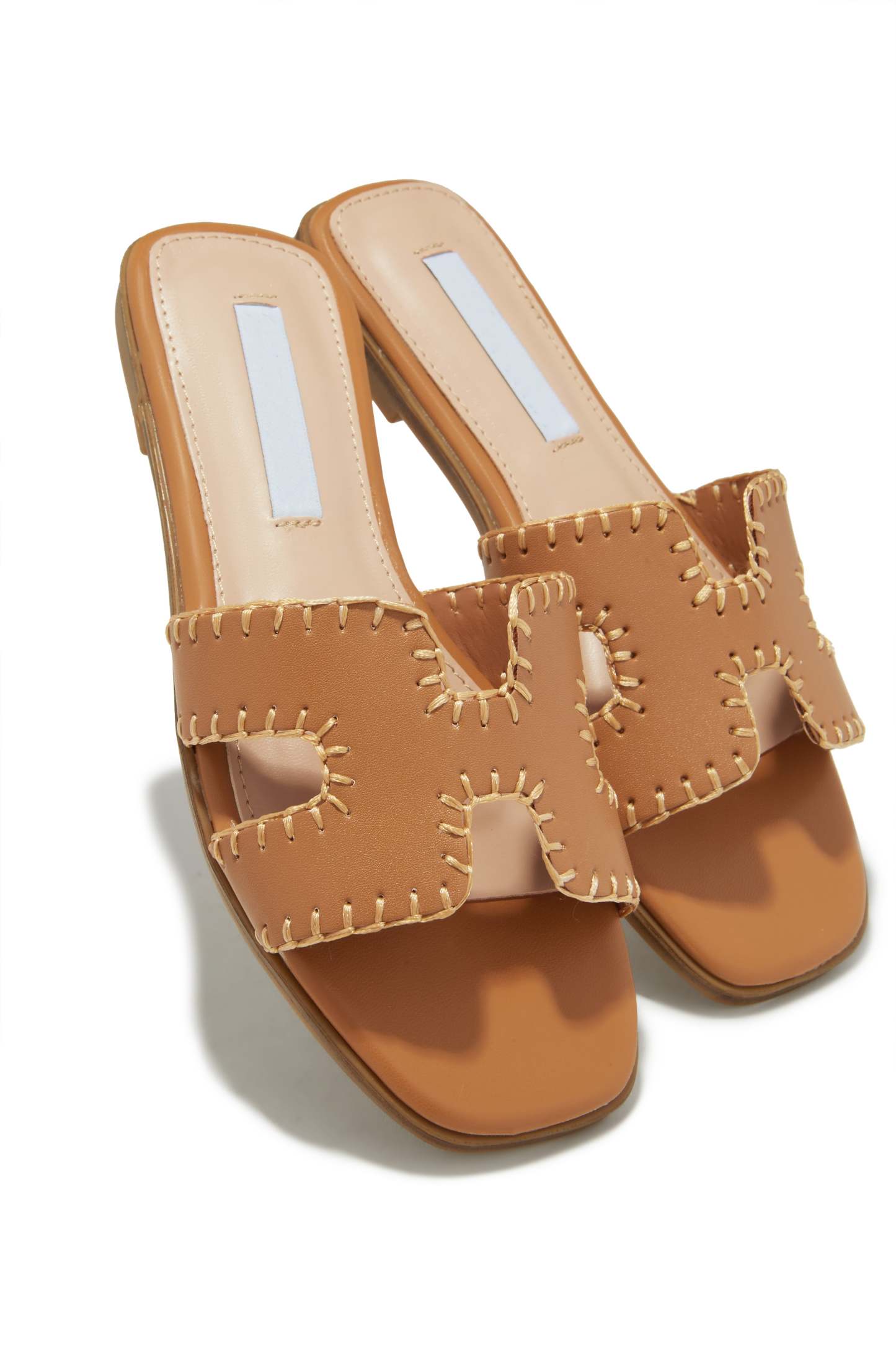 Noelle Slip On Sandals - Tan-Laseno.All Rights Reserved.