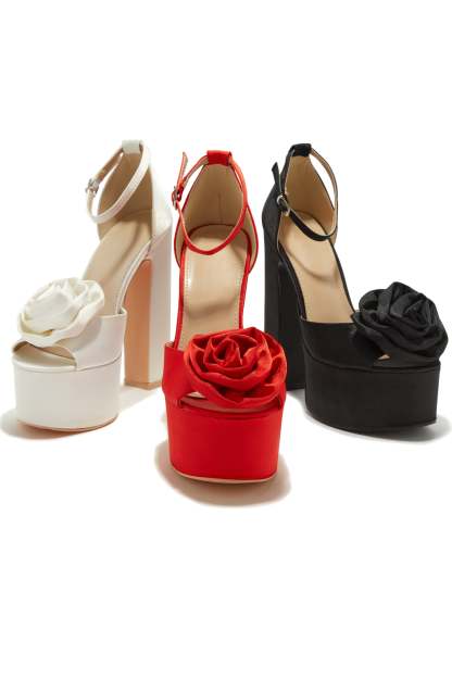 Romilly Peep Toe Platform Block High Heels - White-Laseno.All Rights Reserved.
