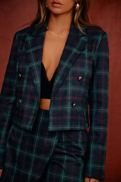 Private Soirée Notched Collar Blazer - Navy-Laseno.All Rights Reserved.