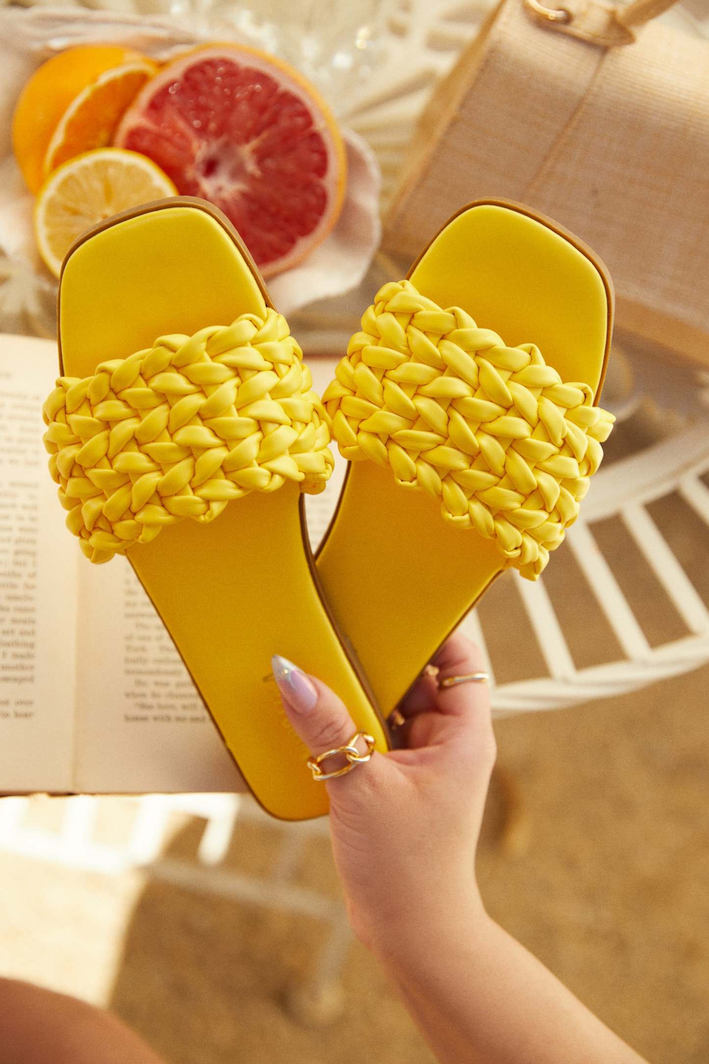 Tulum Sun Slip On Sandals - Yellow-Laseno.All Rights Reserved.