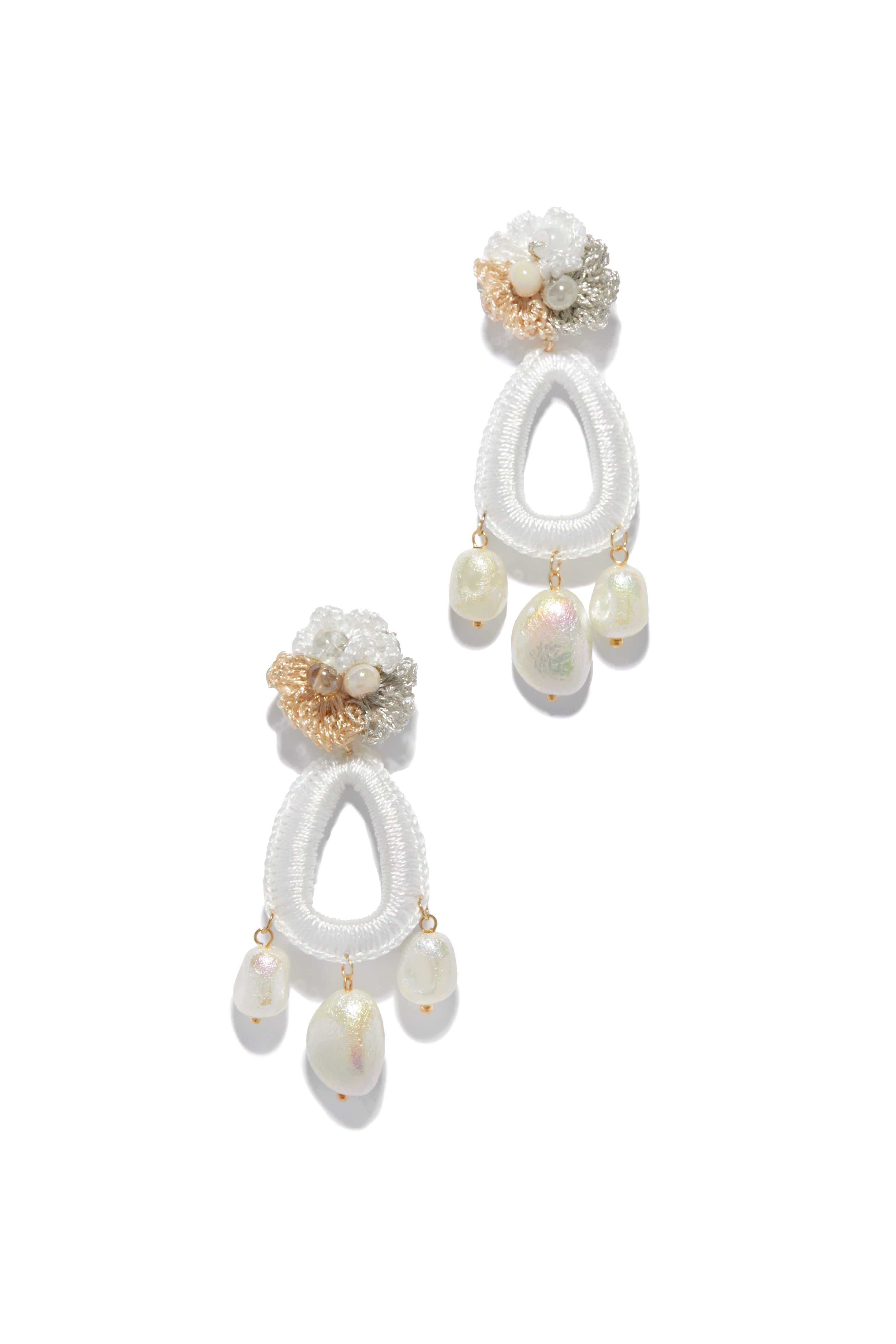 Marla Beaded Crochet Earring - White-Laseno.All Rights Reserved.