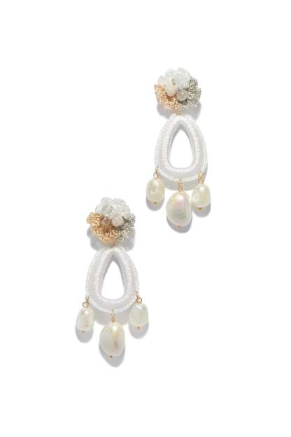 Marla Beaded Crochet Earring - White-Laseno.All Rights Reserved.